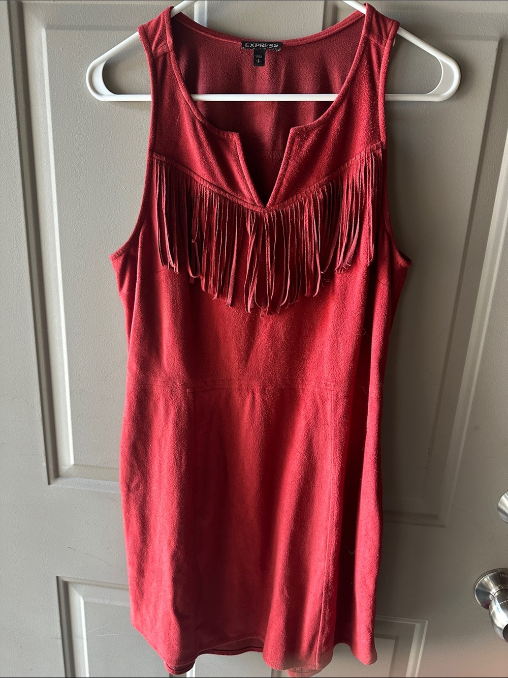 Express Red Fringe Tank Dress
